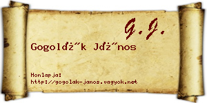 Gogolák János névjegykártya
